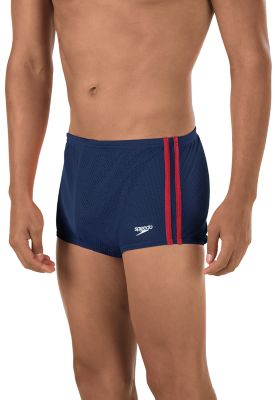 speedo solid poly mesh square leg