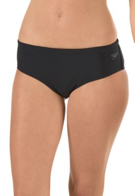 Speedo USA  Unisex Women's Solid Fitness Boy Short -  Endurance Lite Bikinis & Separates : Black: Maintain your edge in the water wearing this performance boy short. Constructed with Endurance Lite for superior shape retention and resistance to color fading  this lightweight style is designed to last for seasons to come. Four-way stretch and an interior drawstring ensure a comfortable fit that stays snug throughout practice or meets.